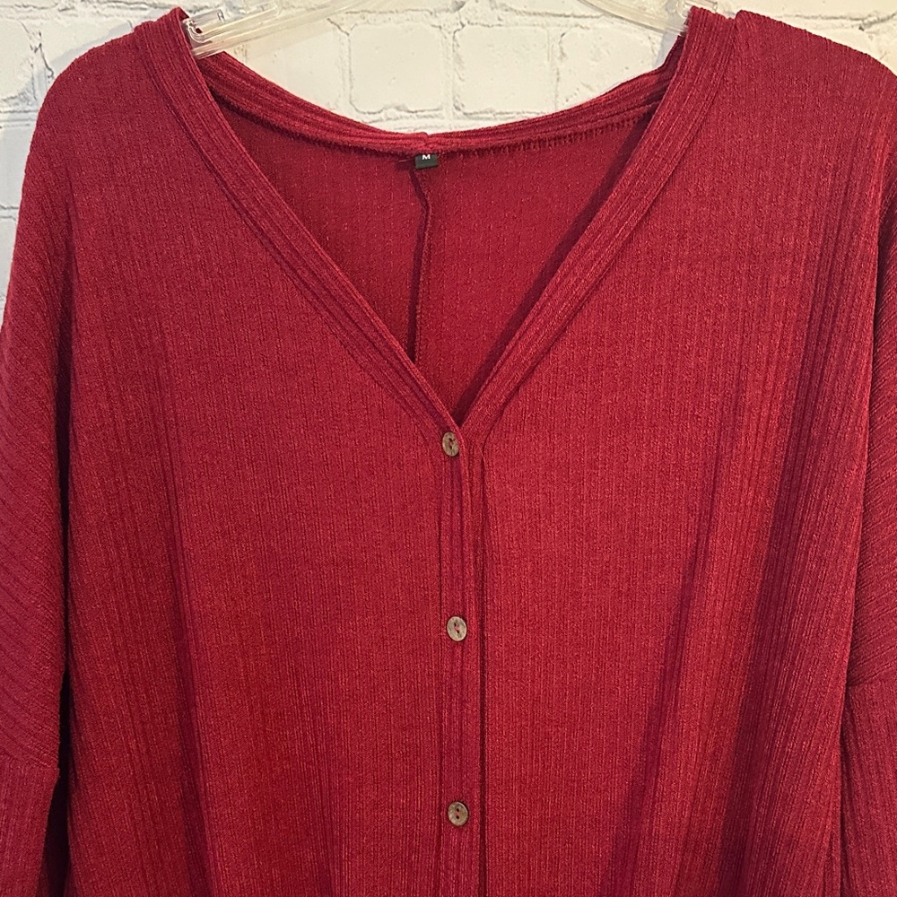 Women's Red Button-Down Tunic Top New - Picture 2 of 5